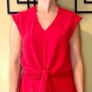 Two Piece Red Outfit Cap Sleeve / Wide Leg Pants